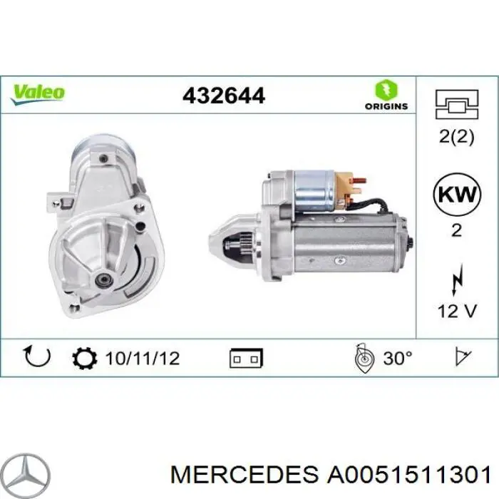 A0051511301 Mercedes motor de arranque