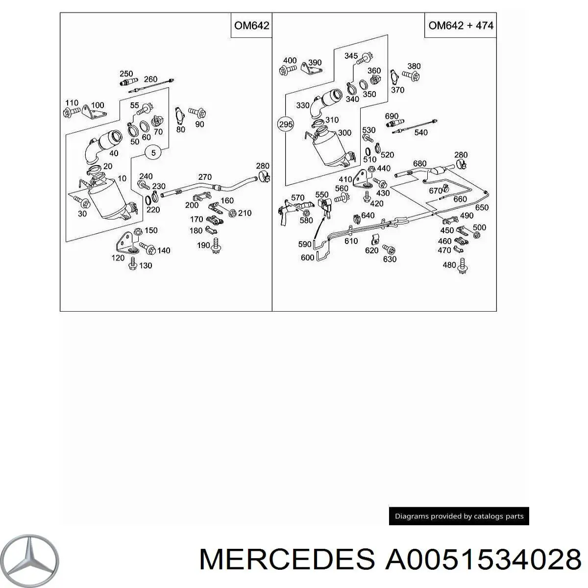 A0051534028 Mercedes Sensor de temperatura de gases de escape en catalizador