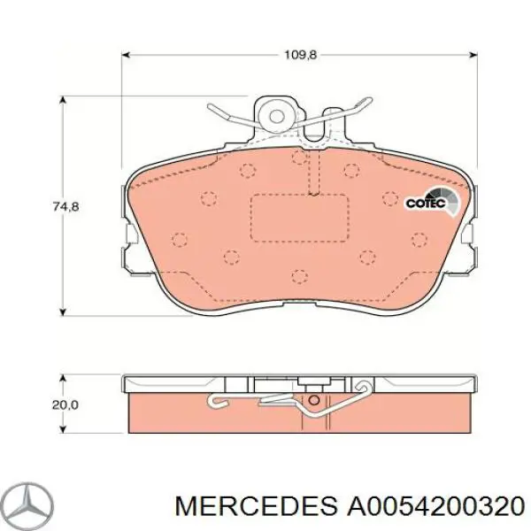 Pastillas de freno A0054200320 Mercedes