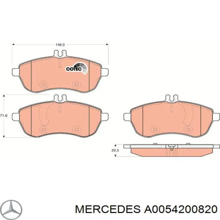 A0054200820 Mercedes pastillas de freno delanteras