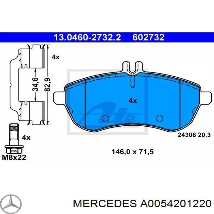 Comprar A0054201220 Mercedes Pastillas delanteras de freno