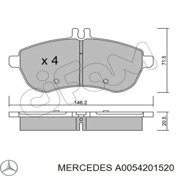 A0054201520 Mercedes pastillas de freno delanteras