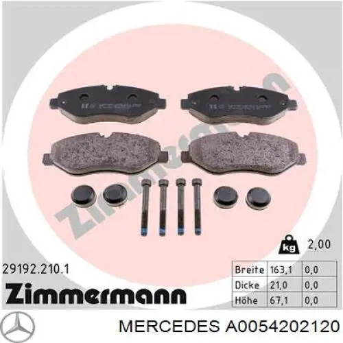 Comprar A0054202120 Mercedes Pastillas delanteras de freno