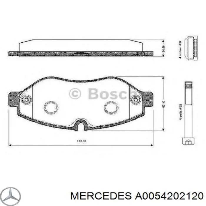 Pastillas de freno A0054202120 Mercedes