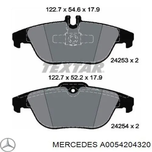 Pastillas traseras de freno Mercedes A0054204320 precio, desde 23,69 EUR