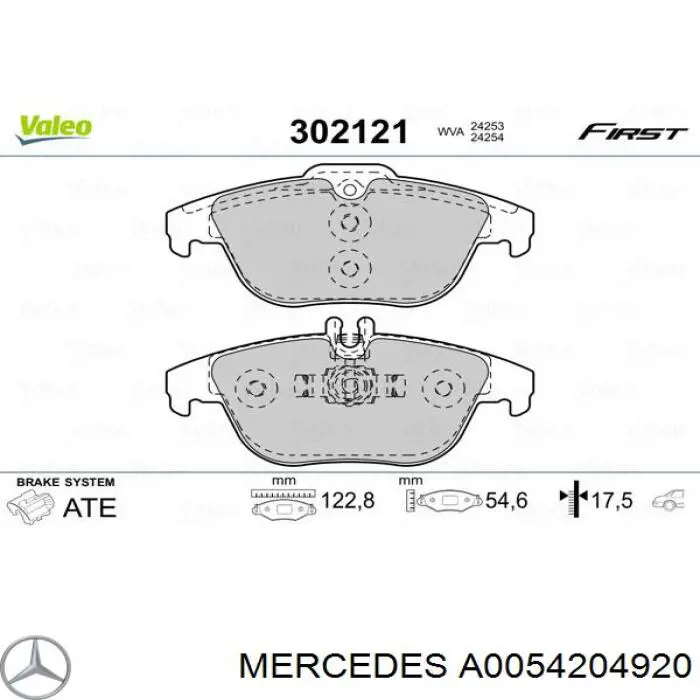 Pastillas traseras de freno Mercedes A0054204920 precio, desde 37,34 EUR