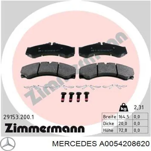 Comprar A0054208620 Mercedes Pastillas delanteras de freno