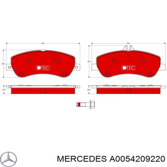 A0054209220 Mercedes pastillas de freno delanteras