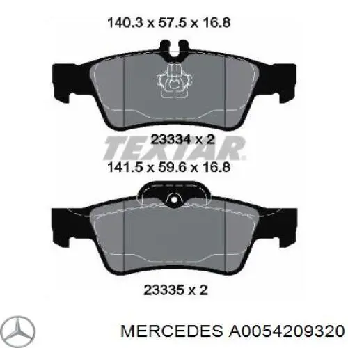 Comprar A0054209320 Mercedes Pastillas de freno traseras