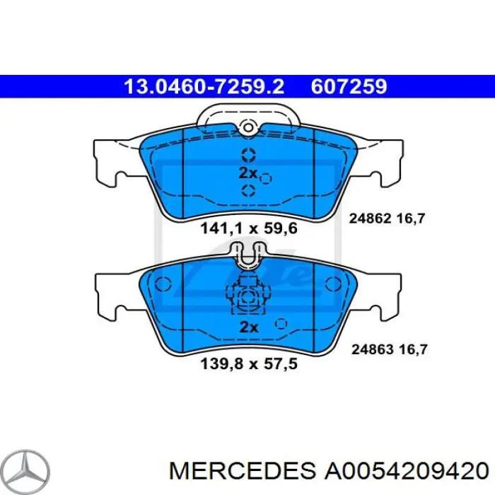 A0054209420 Mercedes pastillas de freno traseras