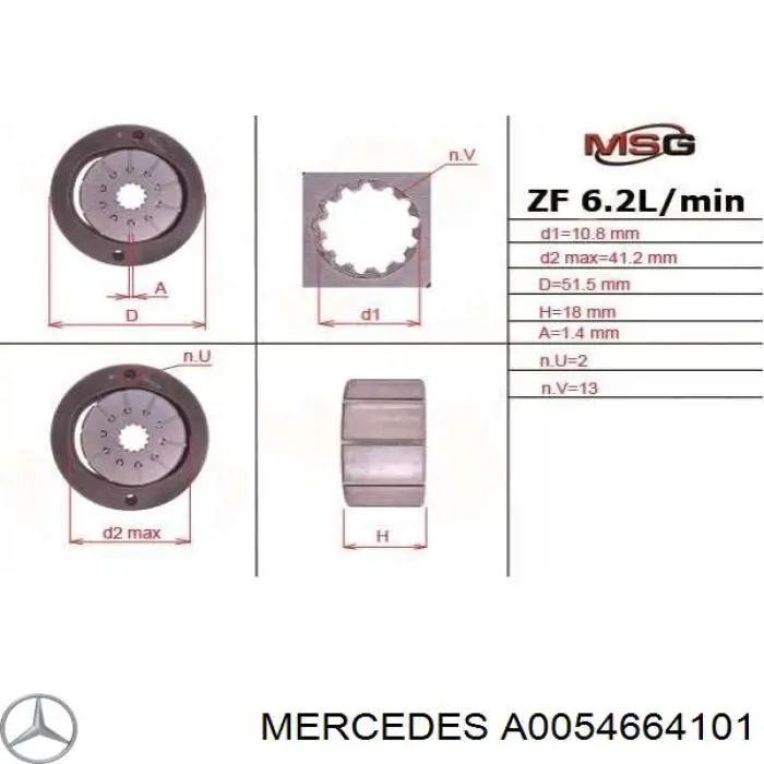 A0054664101 Mercedes bomba hidráulica de dirección