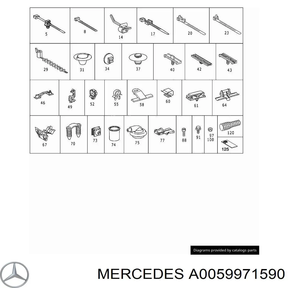 Abrazadera plástica universal Mercedes A0059971590 precio, desde 0,51 EUR