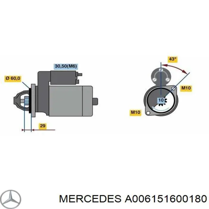 A006151600180 Mercedes motor de arranque