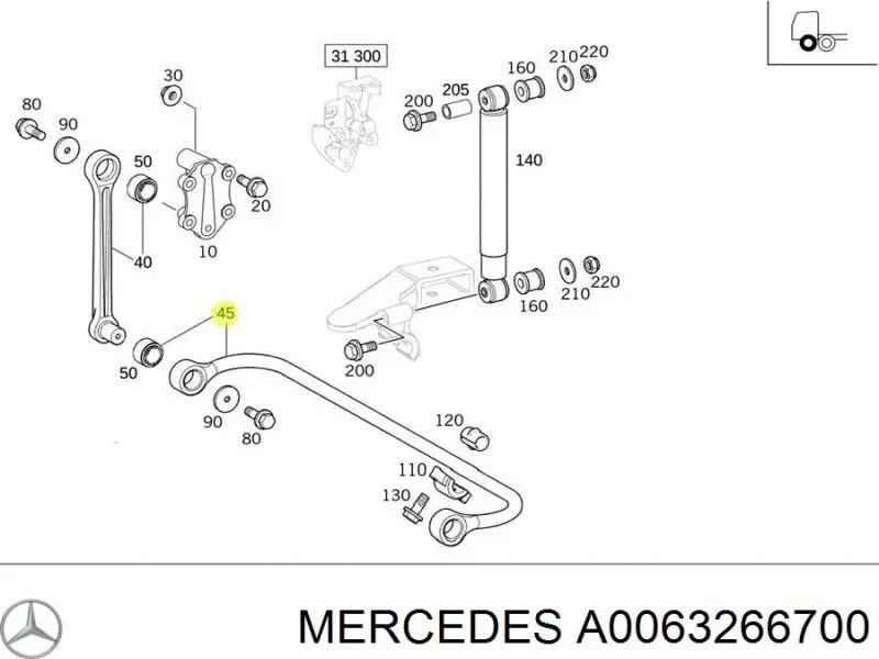 A0063266700 Mercedes amortiguador trasero