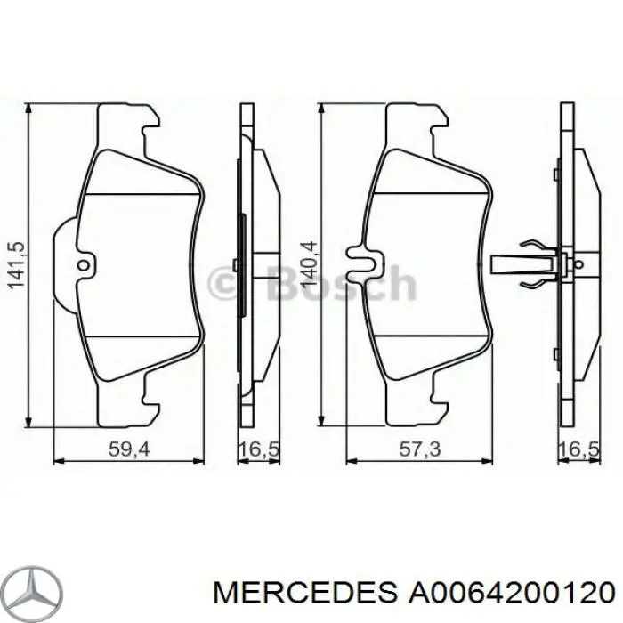 Pastillas traseras de freno Mercedes A0064200120 precio, desde 24,33 EUR