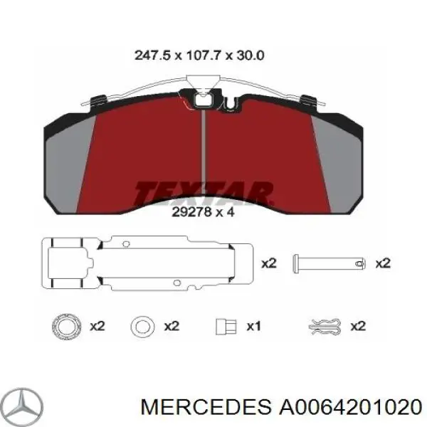 A0064201020 Mercedes pastillas de freno delanteras