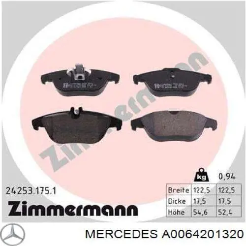 Comprar A0064201320 Mercedes Pastillas de freno traseras