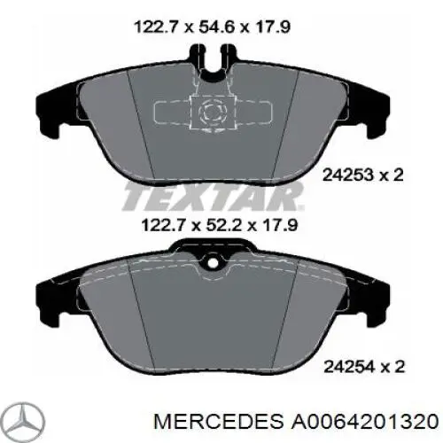 A0064201320 Mercedes Pastillas freno traseras