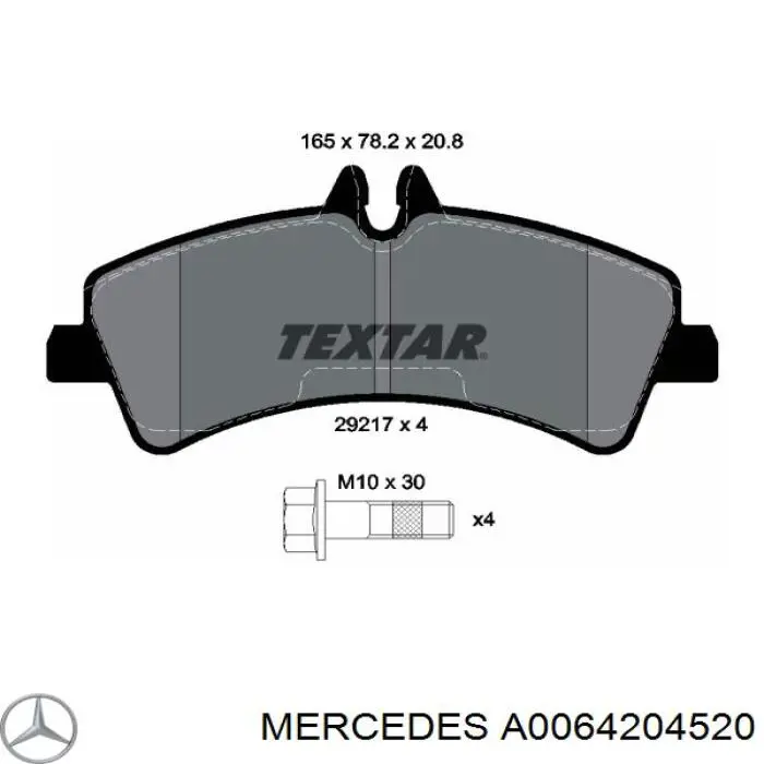 A0064204520 Mercedes pastillas de freno traseras