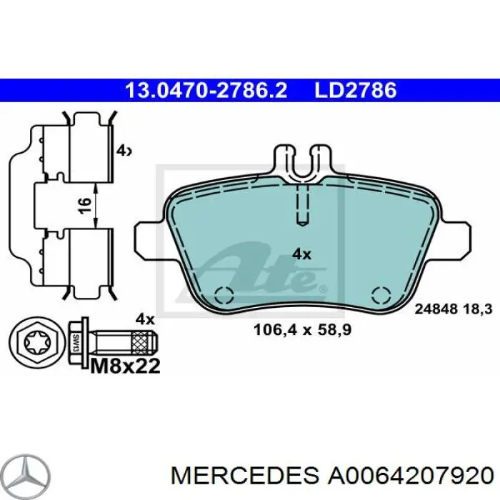 A0064207920 Mercedes pastillas de freno traseras