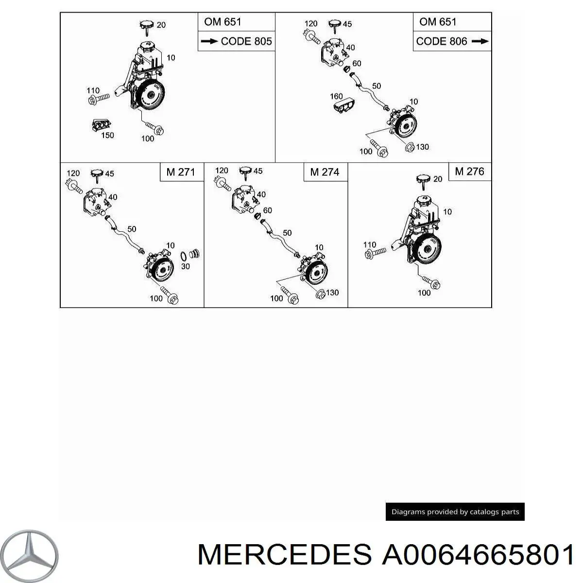 A0064665801 Mercedes bomba hidráulica de dirección