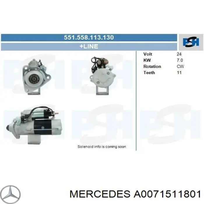 A0071511801 Mercedes motor de arranque