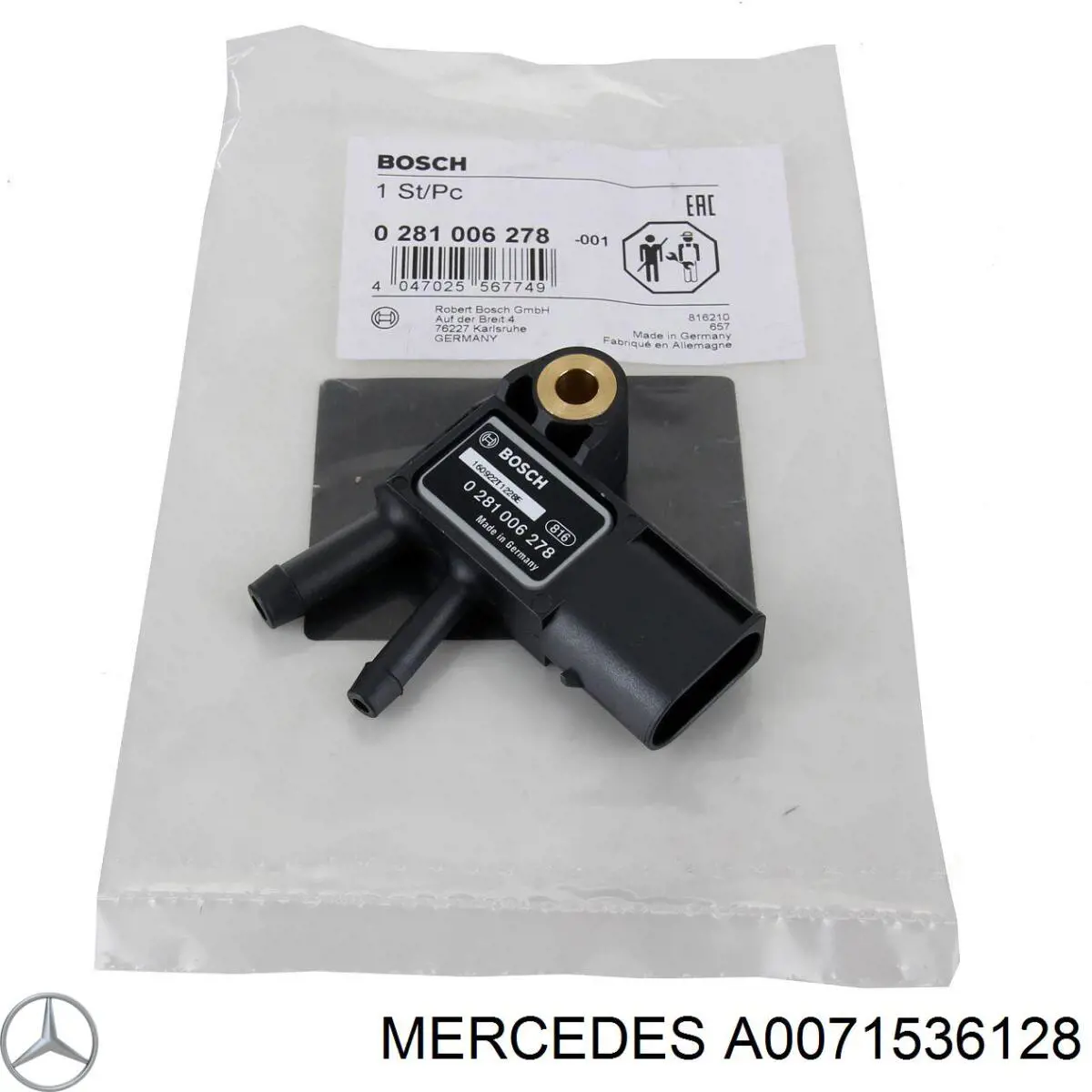 A0071536128 Mercedes Sensor de presion de escape