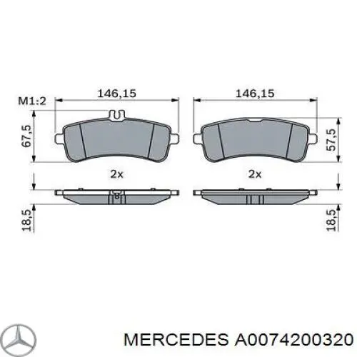 A0074200320 Mercedes pastillas de freno traseras