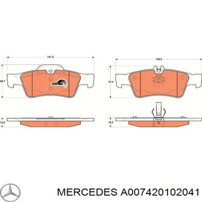 A007420102041 Mercedes Pastillas freno traseras