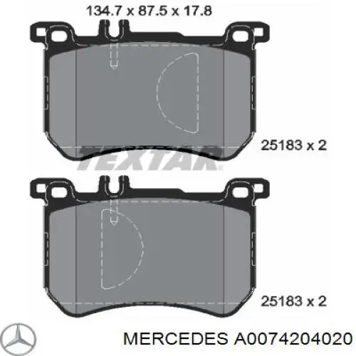 A0074204020 Mercedes pastillas de freno delanteras