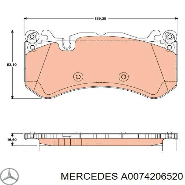 Comprar A0074206520 Mercedes Pastillas delanteras de freno