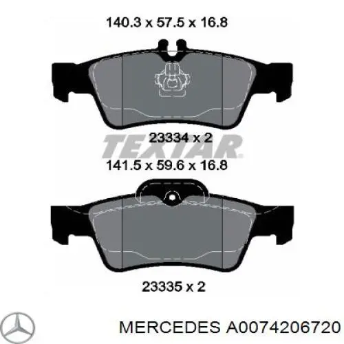 Comprar A0074206720 Mercedes Pastillas de freno traseras