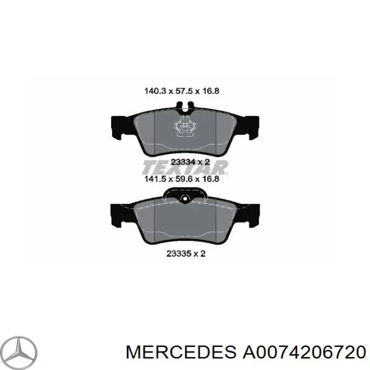 Pastillas de freno traseras A0074206720 Mercedes