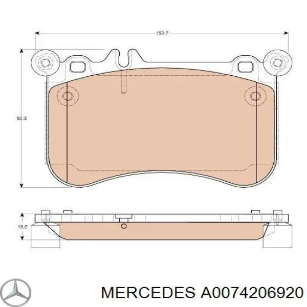 Pastillas freno delanteras Mercedes A0074206920 precio, desde 45,97 EUR
