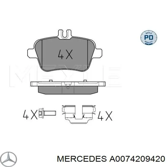 Pastillas traseras Mercedes A0074209420
