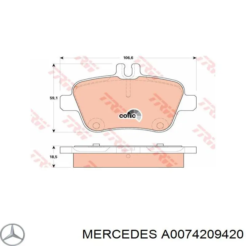 Pastillas traseras de freno Mercedes A0074209420 precio, desde 29,73 EUR