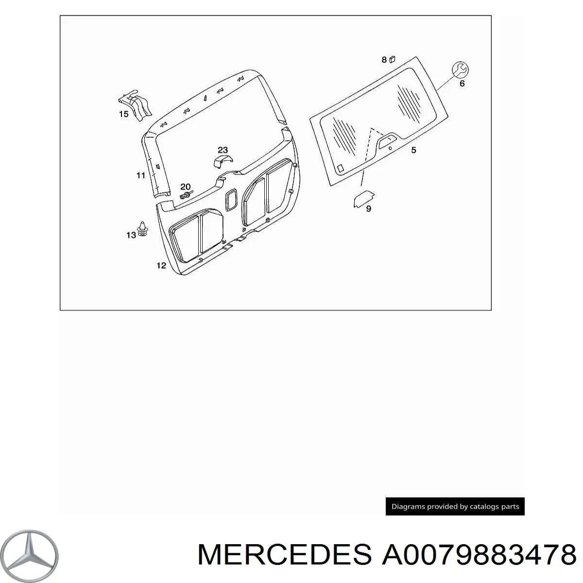 A0079883478 Mercedes clips fijación, revestimiento puerta