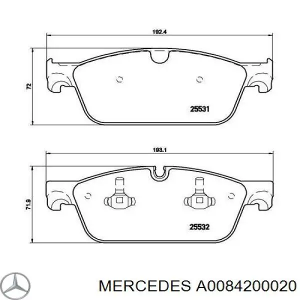 Comprar A0084200020 Mercedes Pastillas delanteras de freno