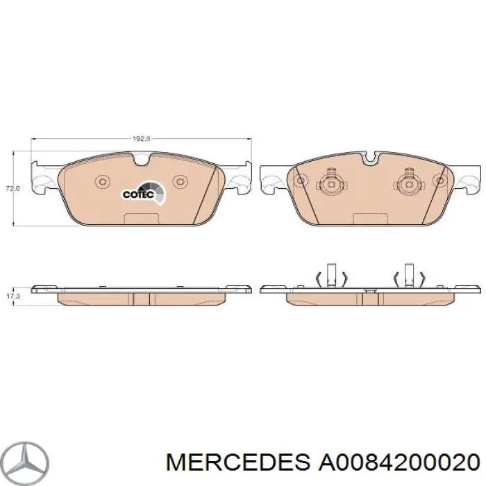 A0084200020 Mercedes Pastillas delanteras