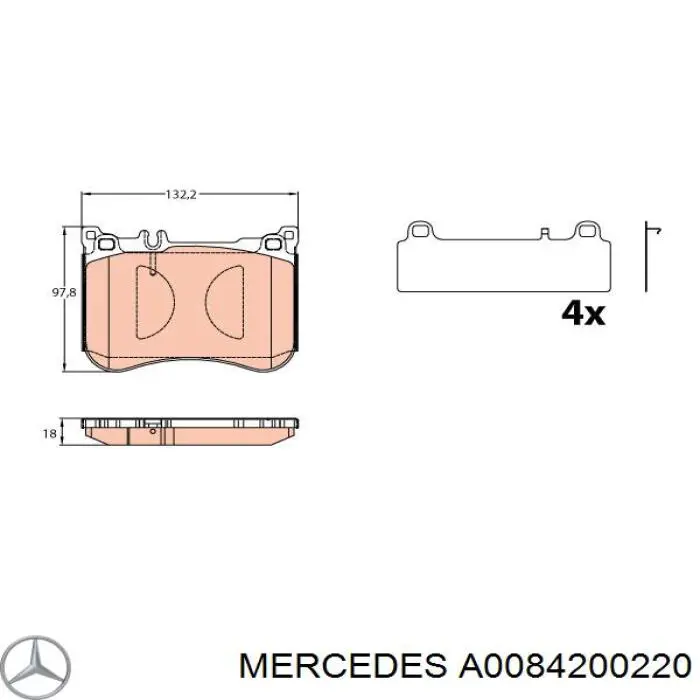 Pastillas de freno A0084200220 Mercedes