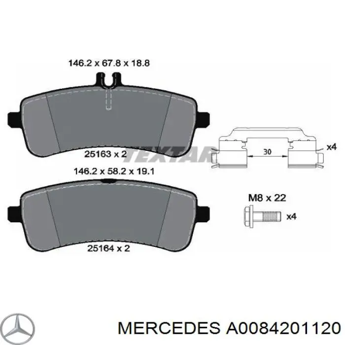 A0084201120 Mercedes pastillas de freno traseras