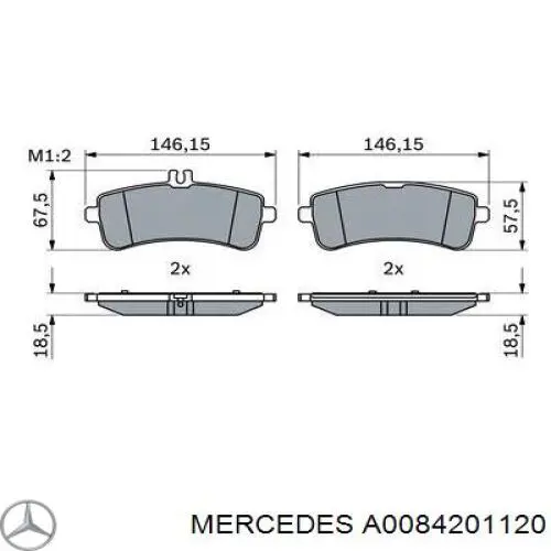 Pastillas traseras de freno Mercedes A0084201120 precio, desde 52,74 EUR