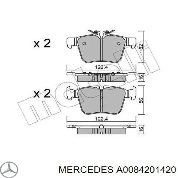 Pastillas traseras de freno Mercedes A0084201420 precio, desde 25,94 EUR