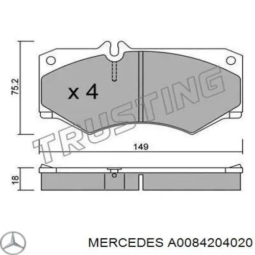 Comprar A0084204020 Mercedes Pastillas delanteras de freno