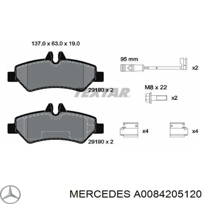 A0084205120 Mercedes pastillas de freno traseras