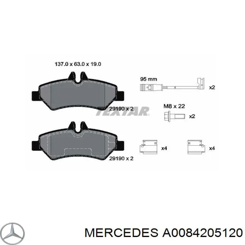 Pastillas traseras de freno Mercedes A0084205120 precio, desde 27,30 EUR