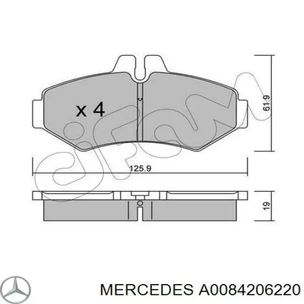 A0084206220 Mercedes pastillas de freno traseras