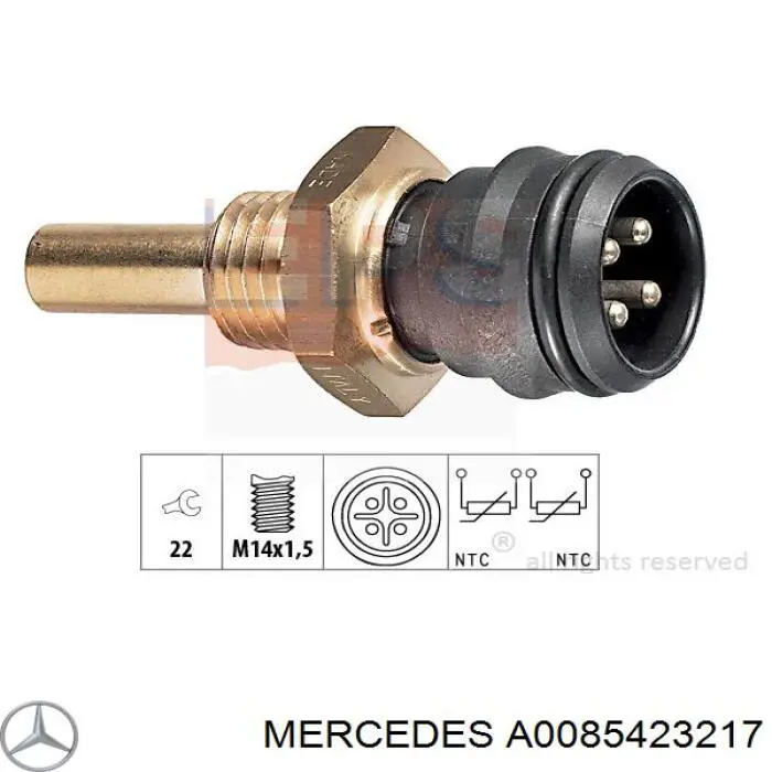A0085423217 Mercedes sensor de temperatura del refrigerante