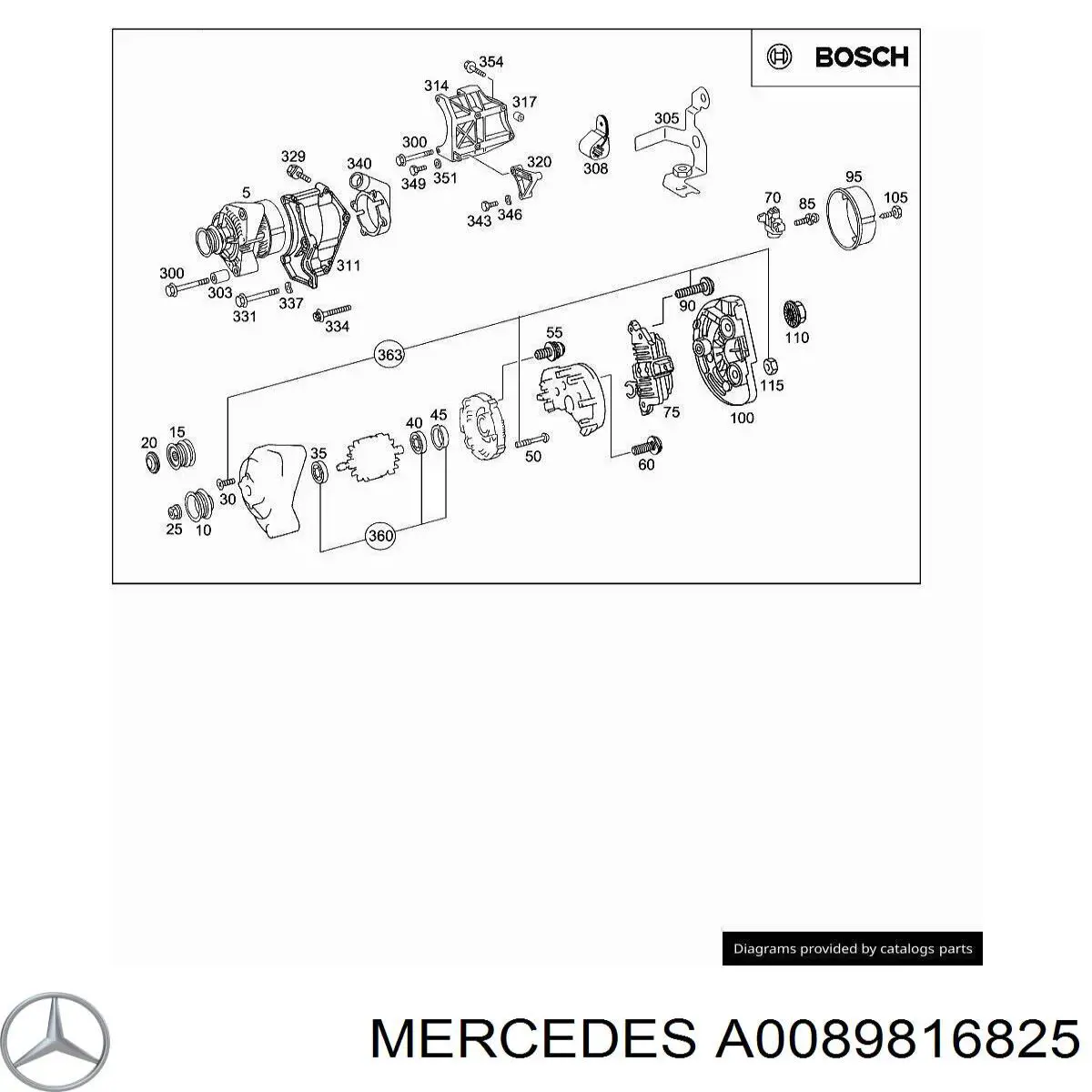A0089816825 Mercedes cojinete, alternador