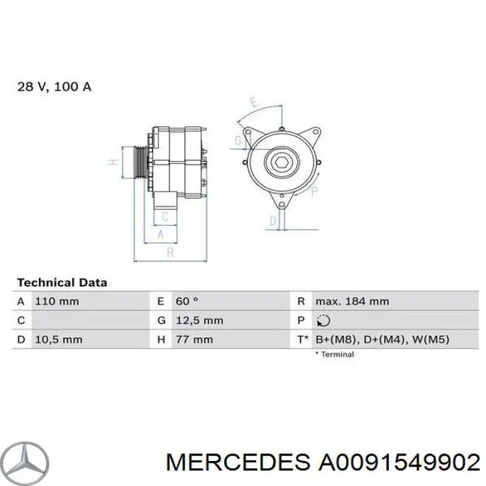 A0091549902 Mercedes alternador